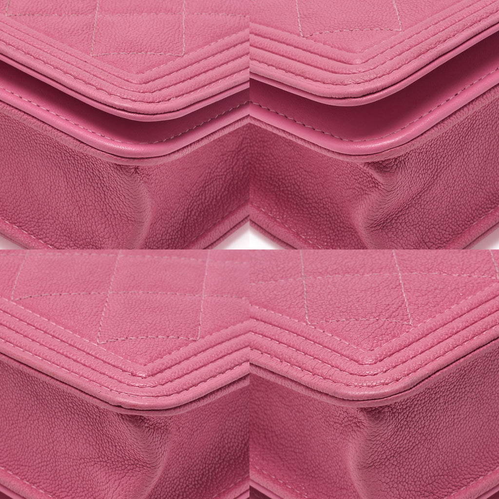 CHANEL Boy Chanel Matelasse Chain Wallet Caviar Skin Pink Gold-Tone Hardware Pre-Owned