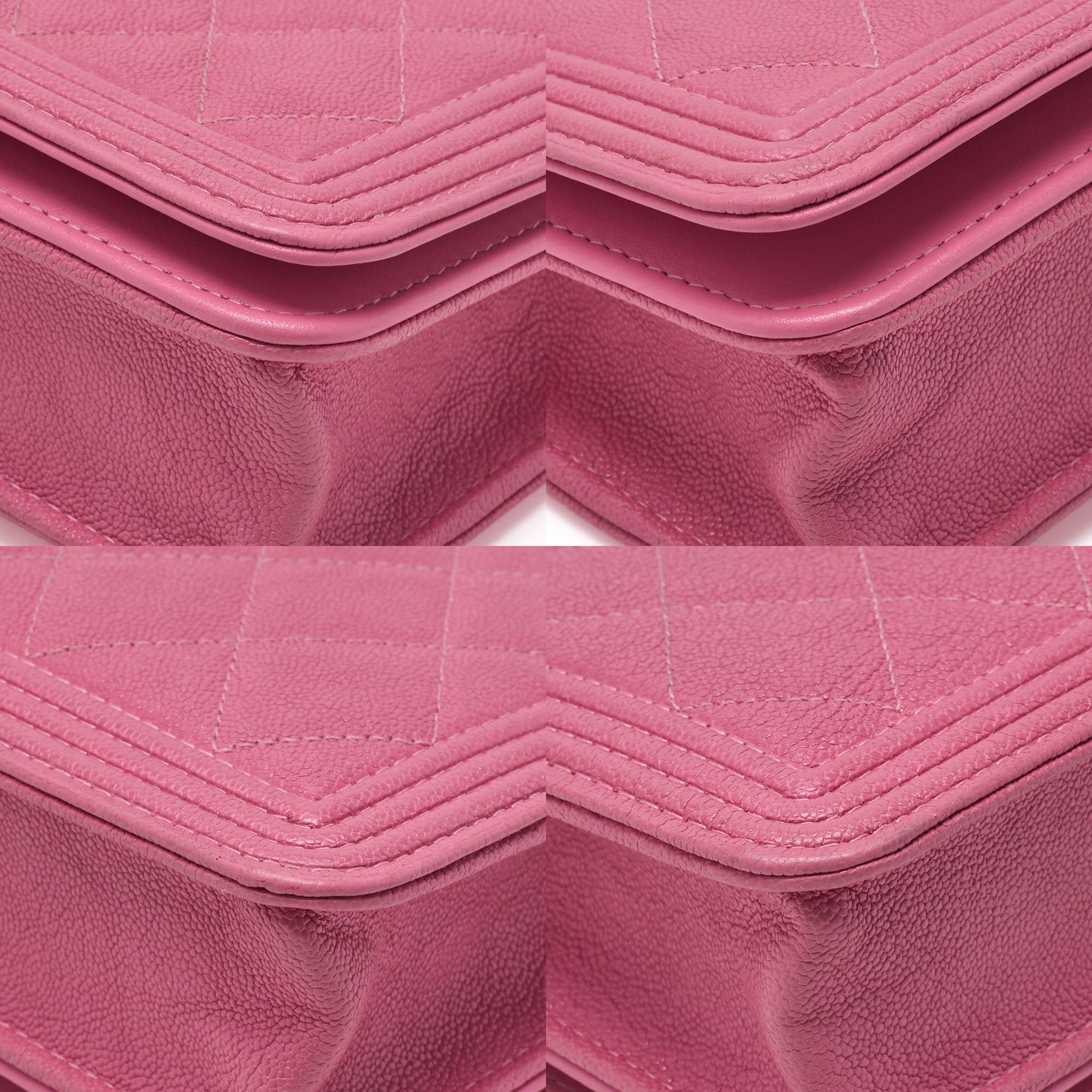 CHANEL Boy Chanel Matelasse Chain Wallet Caviar Skin Pink Gold-Tone Hardware Pre-Owned