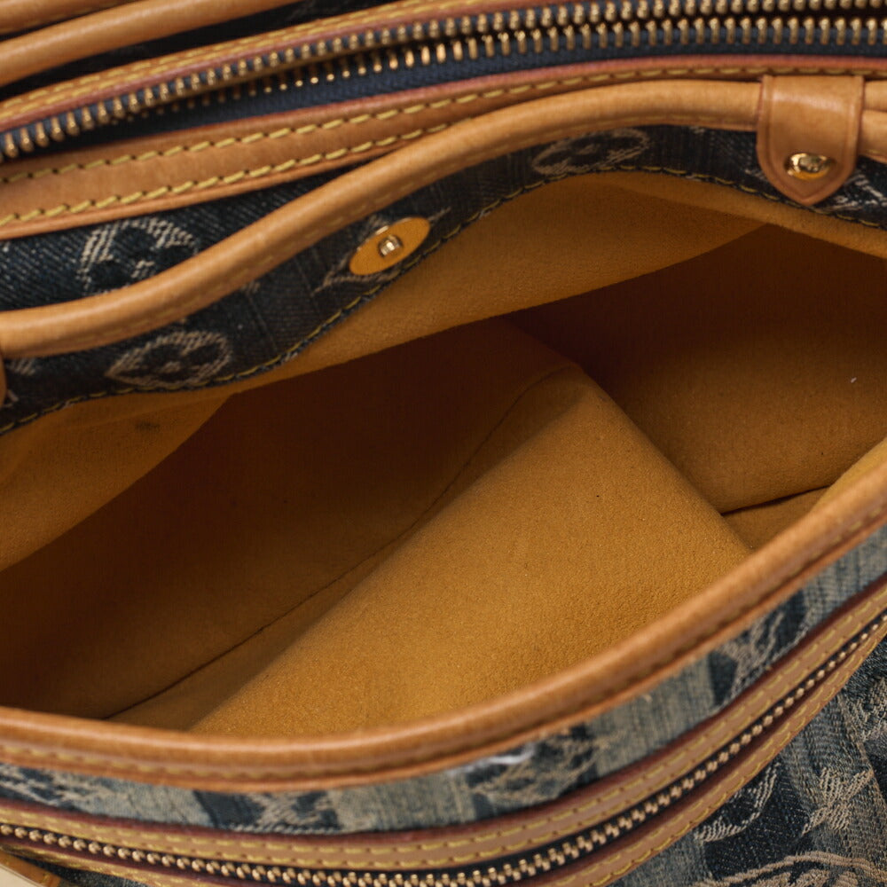 Louis Vuitton Shoulder Bag, Monogram Denim, Blue, Gold-Tone Hardware, Pre-Owned
