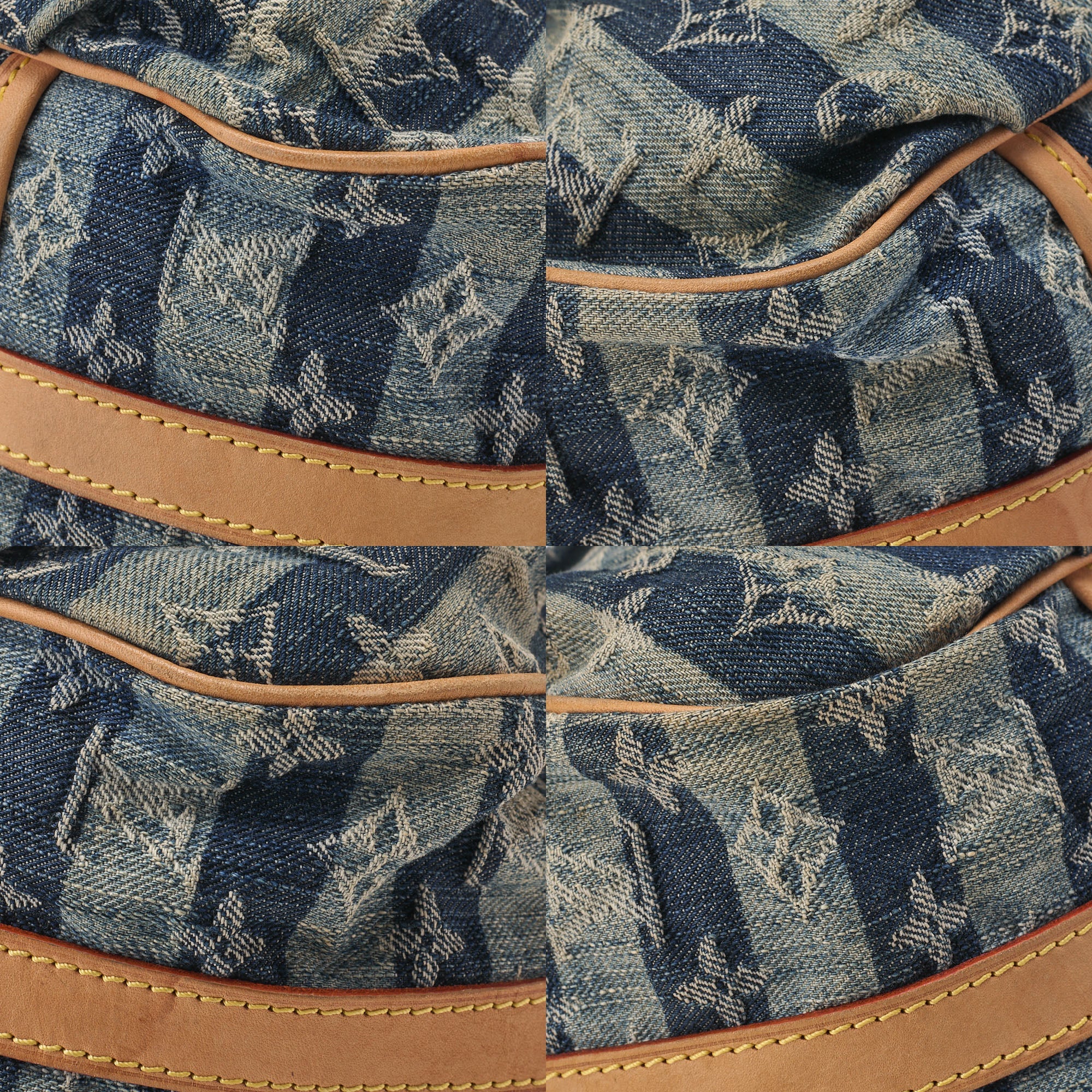 Louis Vuitton Shoulder Bag, Monogram Denim, Blue, Gold-Tone Hardware, Pre-Owned