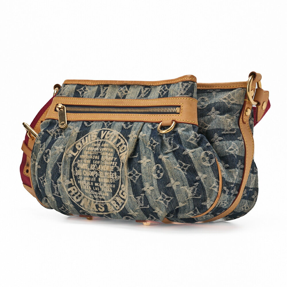 Louis Vuitton Shoulder Bag, Monogram Denim, Blue, Gold-Tone Hardware, Pre-Owned