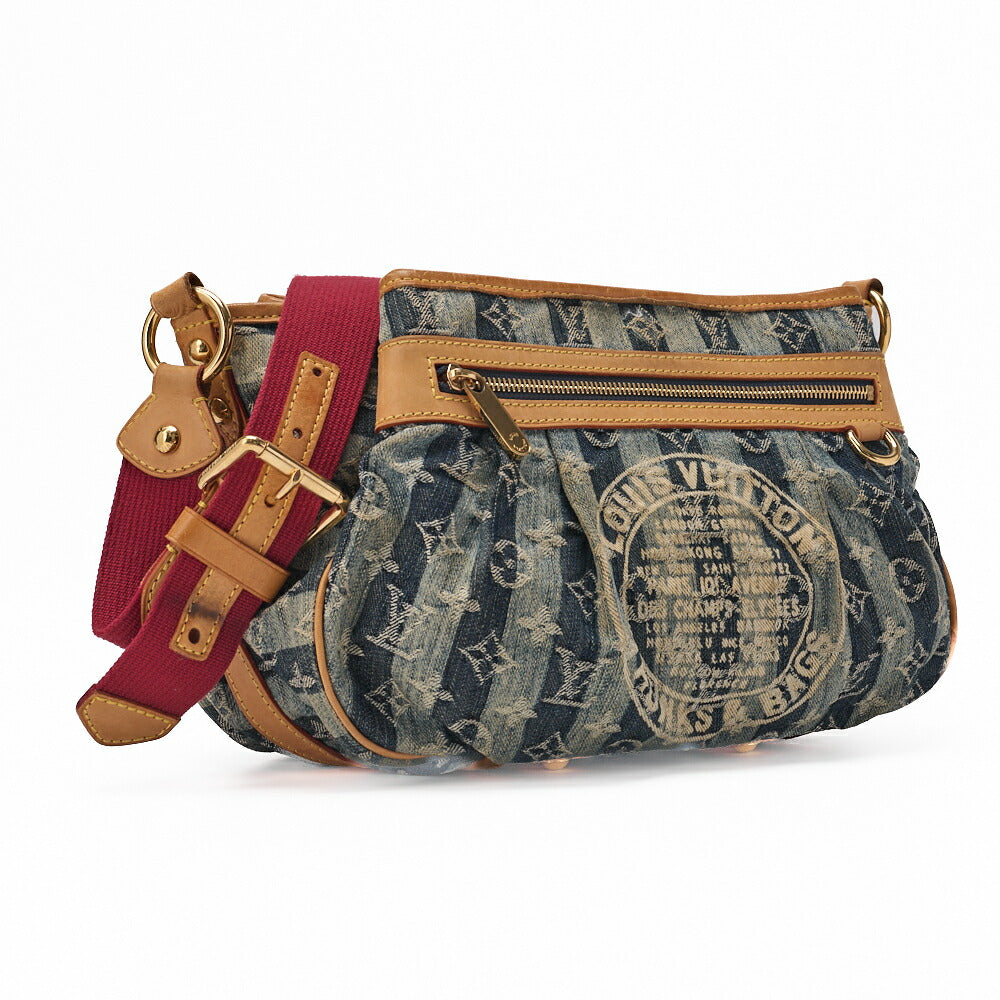 Louis Vuitton Shoulder Bag, Monogram Denim, Blue, Gold-Tone Hardware, Pre-Owned