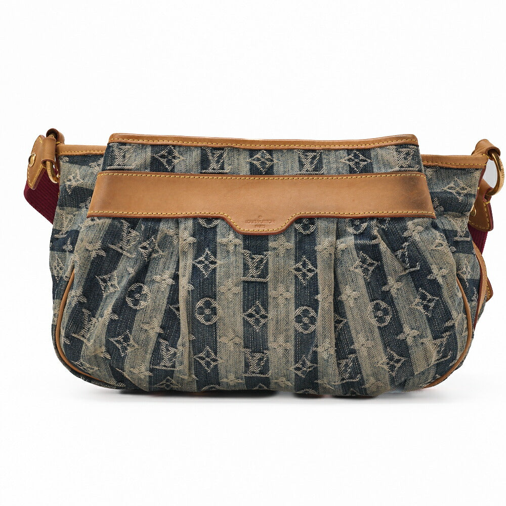 Louis Vuitton Shoulder Bag, Monogram Denim, Blue, Gold-Tone Hardware, Pre-Owned
