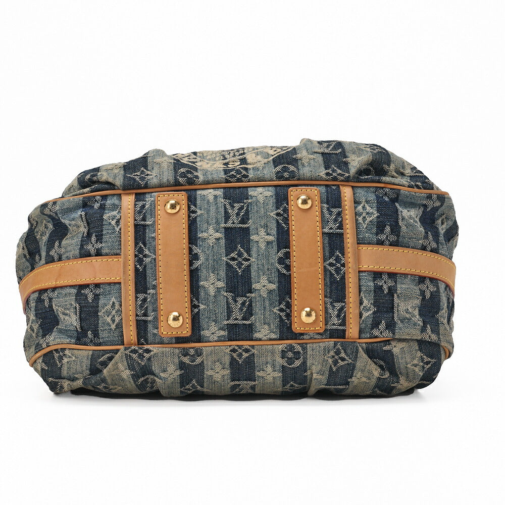 Louis Vuitton Shoulder Bag, Monogram Denim, Blue, Gold-Tone Hardware, Pre-Owned