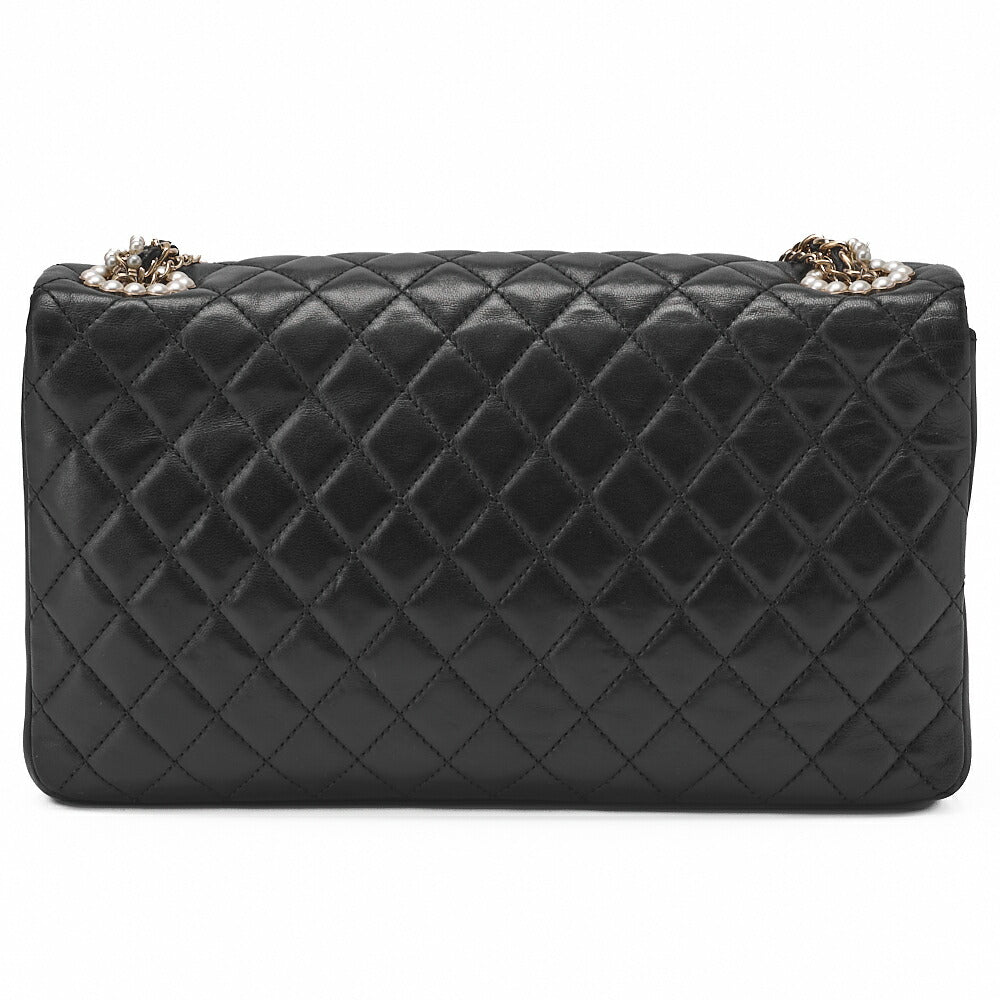 Chanel Shoulder Bag Matelasse Lambskin Black Gold-Tone Hardware Pre-Owned