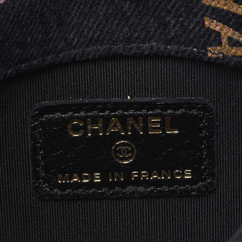 CHANEL Shoulder Bag Mini Matelasse Denim Black Gold-Tone Hardware Pre-Owned