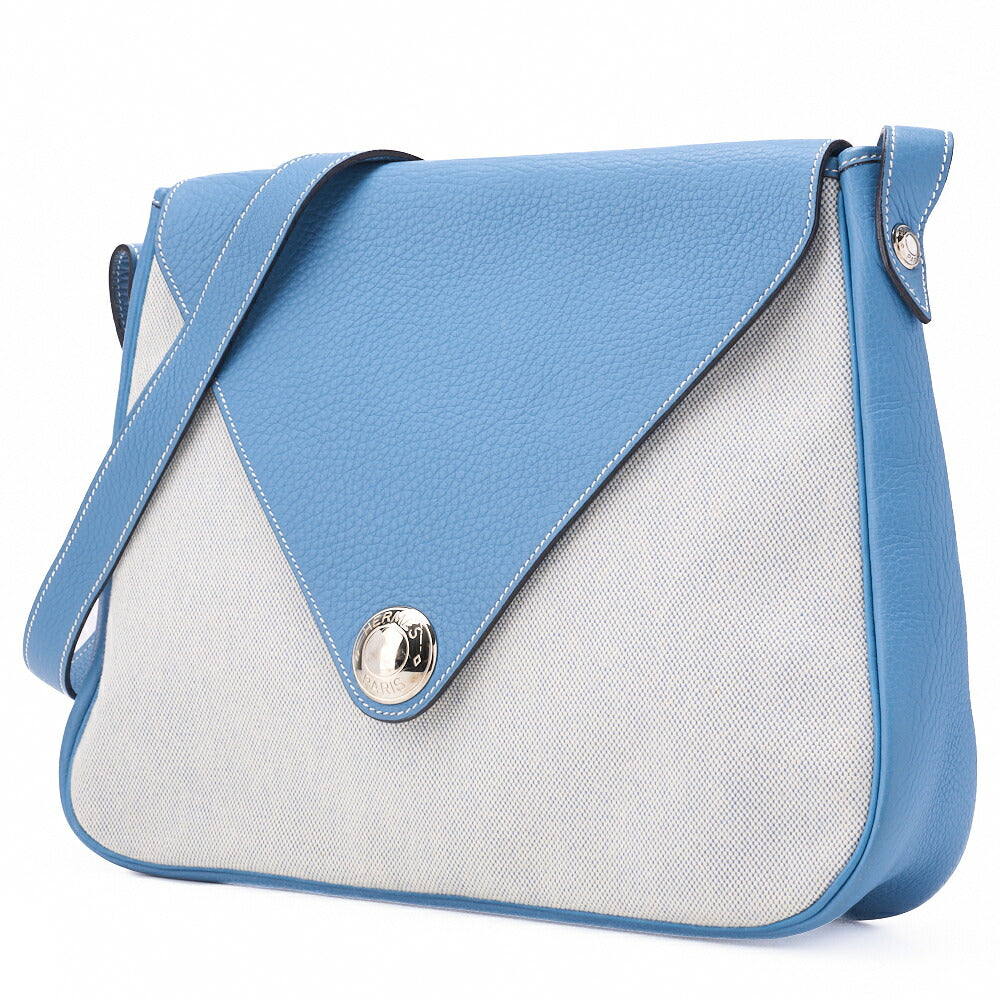 HERMES Christine Shoulder Bag Toile Ash Buffle Blue Jean Silver-Tone Hardware Pre-Owned