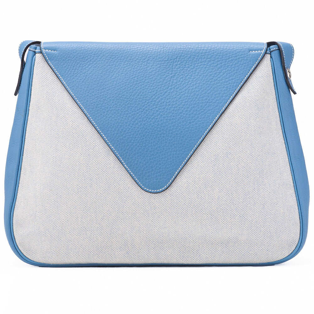 HERMES Christine Shoulder Bag Toile Ash Buffle Blue Jean Silver-Tone Hardware Pre-Owned