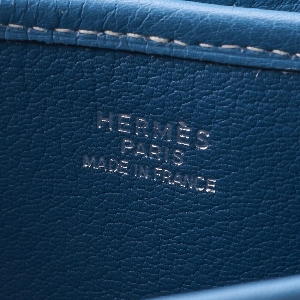 HERMES Christine Shoulder Bag Toile Ash Buffle Blue Jean Silver-Tone Hardware Pre-Owned