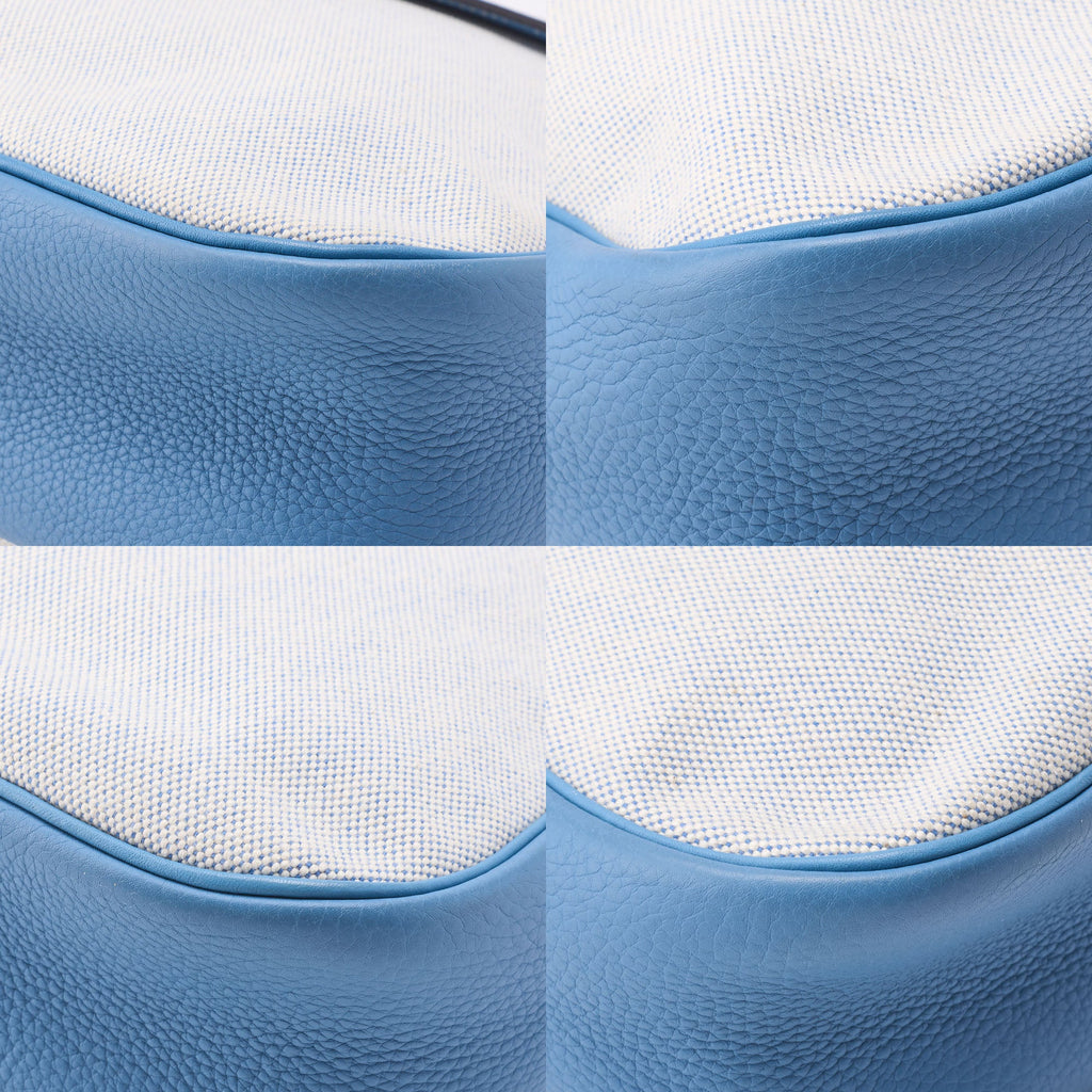 HERMES Christine Shoulder Bag Toile Ash Buffle Blue Jean Silver-Tone Hardware Pre-Owned
