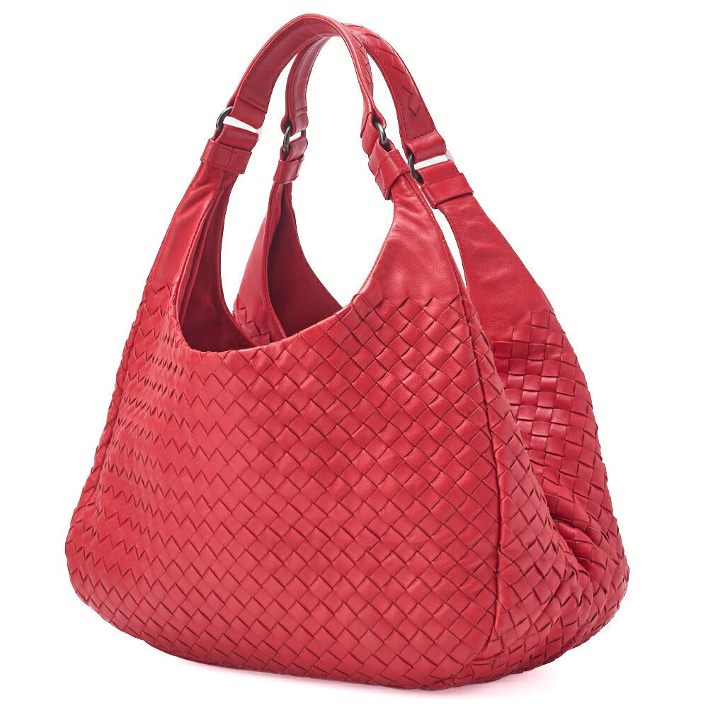 Bottega Veneta Shoulder Tote Bag Intrecciato Lambskin Red Gold-Tone Hardware Pre-Owned