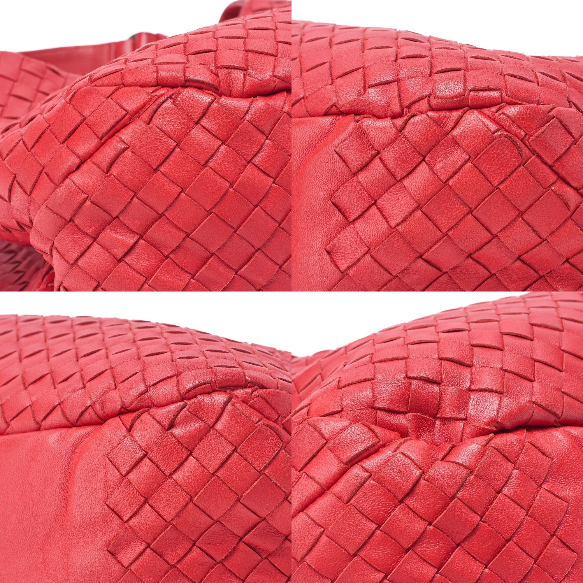 Bottega Veneta Shoulder Tote Bag Intrecciato Lambskin Red Gold-Tone Hardware Pre-Owned