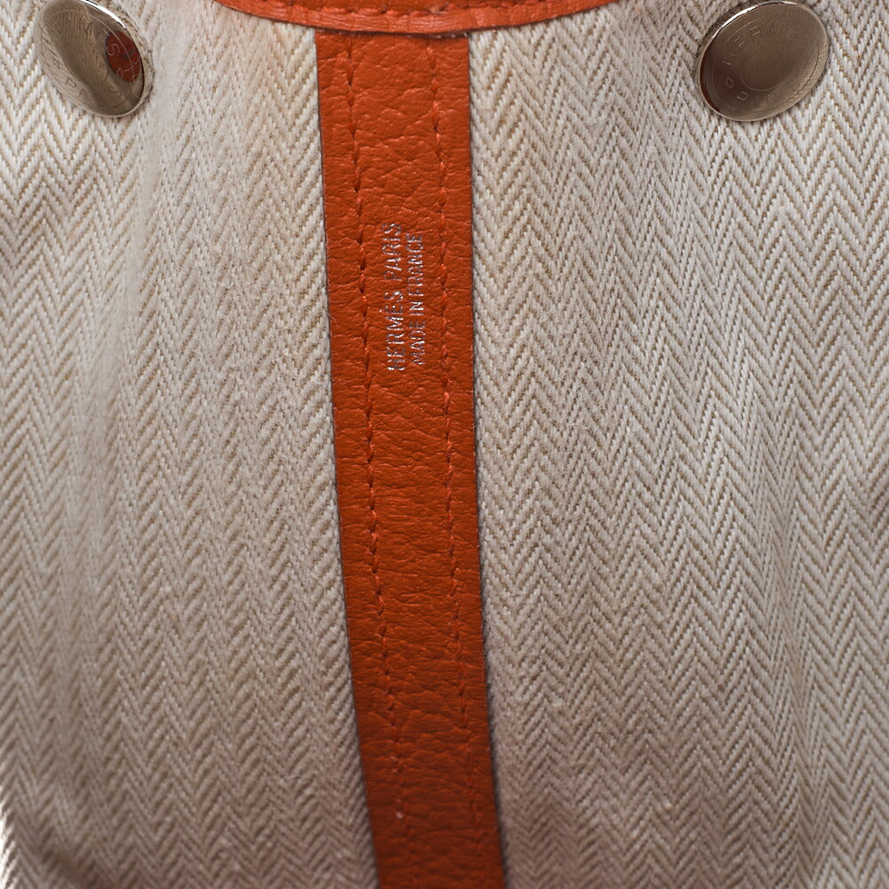 HERMES Garden Party PM Handbag, Shoulder Bag, Negonda, Capucine, Silver Metal Fittings, Pre-Owned