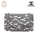 Chanel Shoulder Bag Matelasse Double Flap Cotton Navy Silver-Tone Hardware Pre-Owned