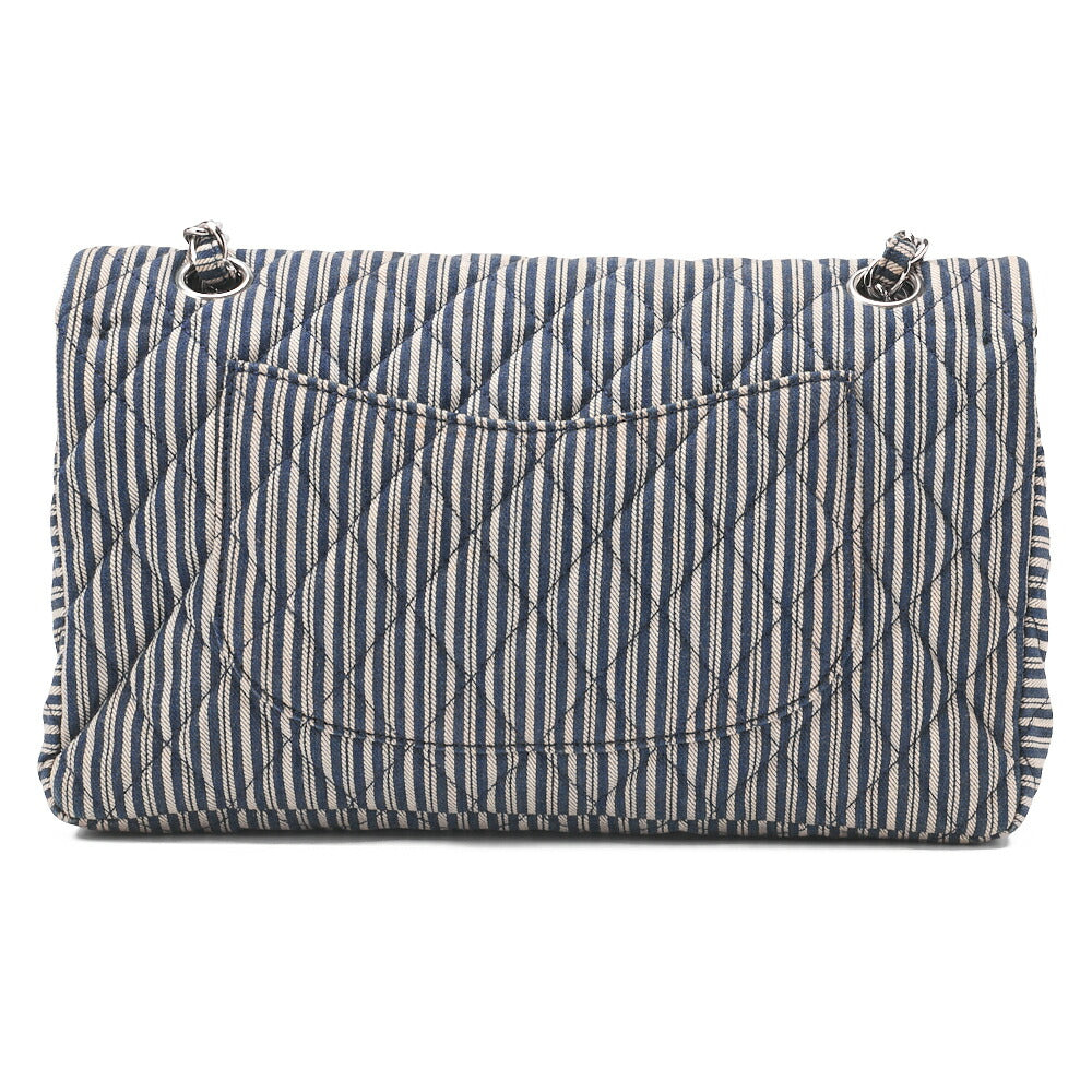 Chanel Shoulder Bag Matelasse Double Flap Cotton Navy Silver-Tone Hardware Pre-Owned