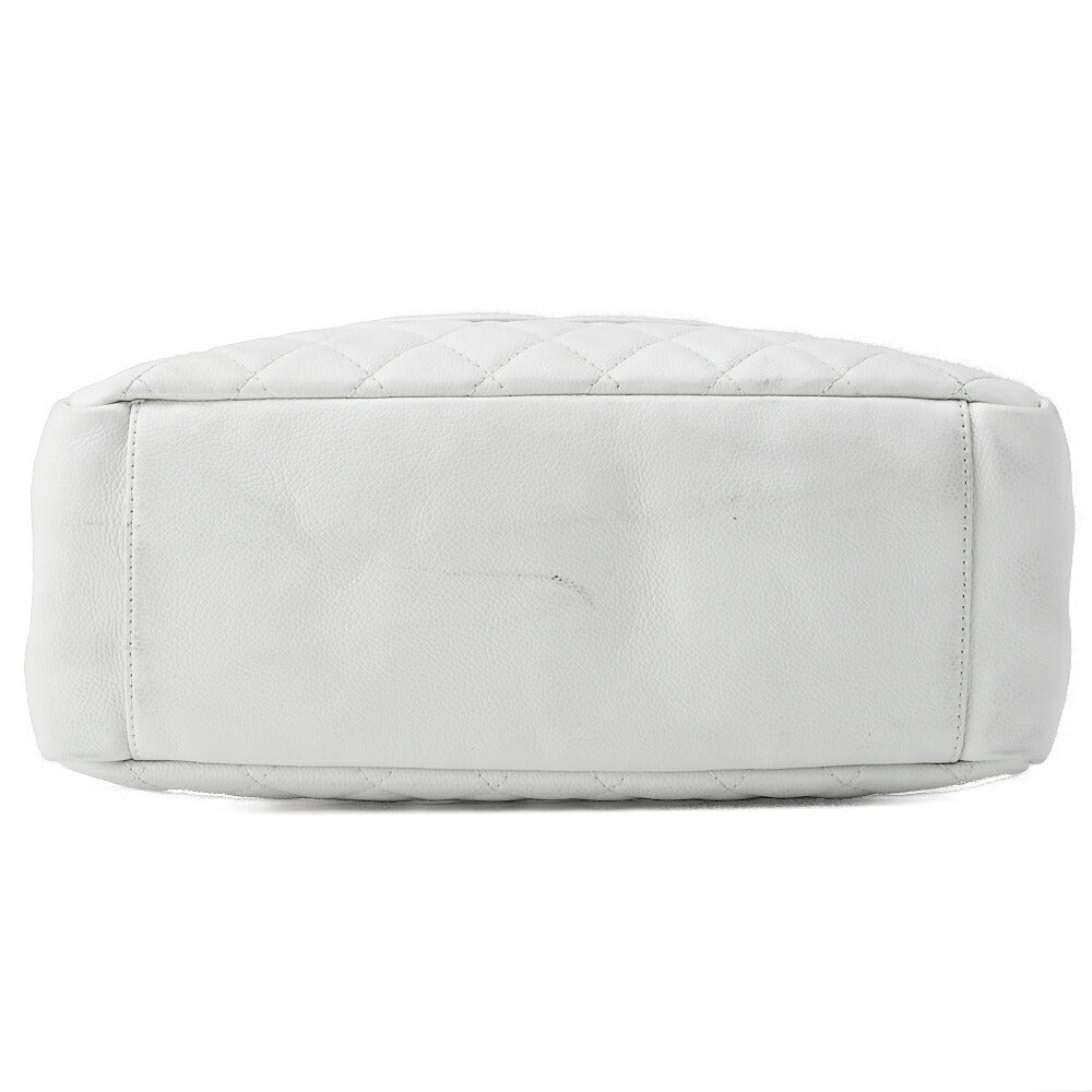 CHANEL Shoulder Bag Matelasse Caviar Skin White Silver-Tone Hardware Pre-Owned