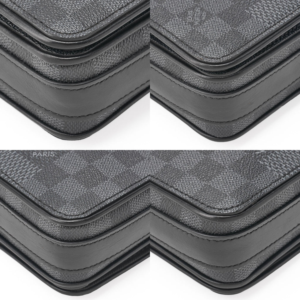 Louis Vuitton Shoulder Bag, Damier Grafitte, Black, Silver-Tone Hardware, Pre-Owned
