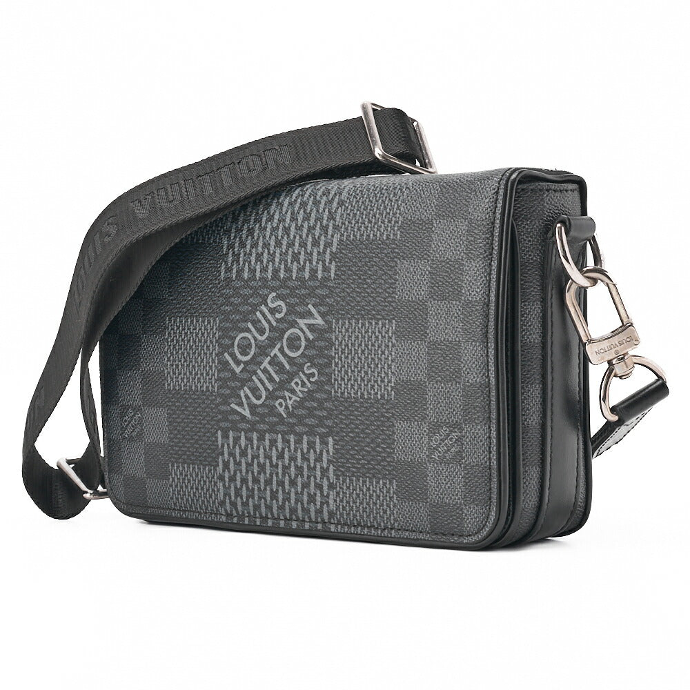 Louis Vuitton Shoulder Bag, Damier Grafitte, Black, Silver-Tone Hardware, Pre-Owned