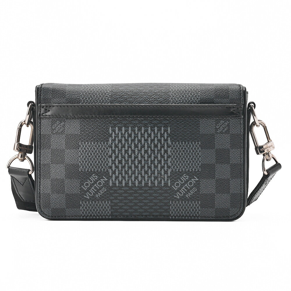 Louis Vuitton Shoulder Bag, Damier Grafitte, Black, Silver-Tone Hardware, Pre-Owned