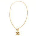 CHANEL Necklace, Coco Mark Matelasse, Gold Plated, Gold, Gold-Tone Hardware, Pre-Owned