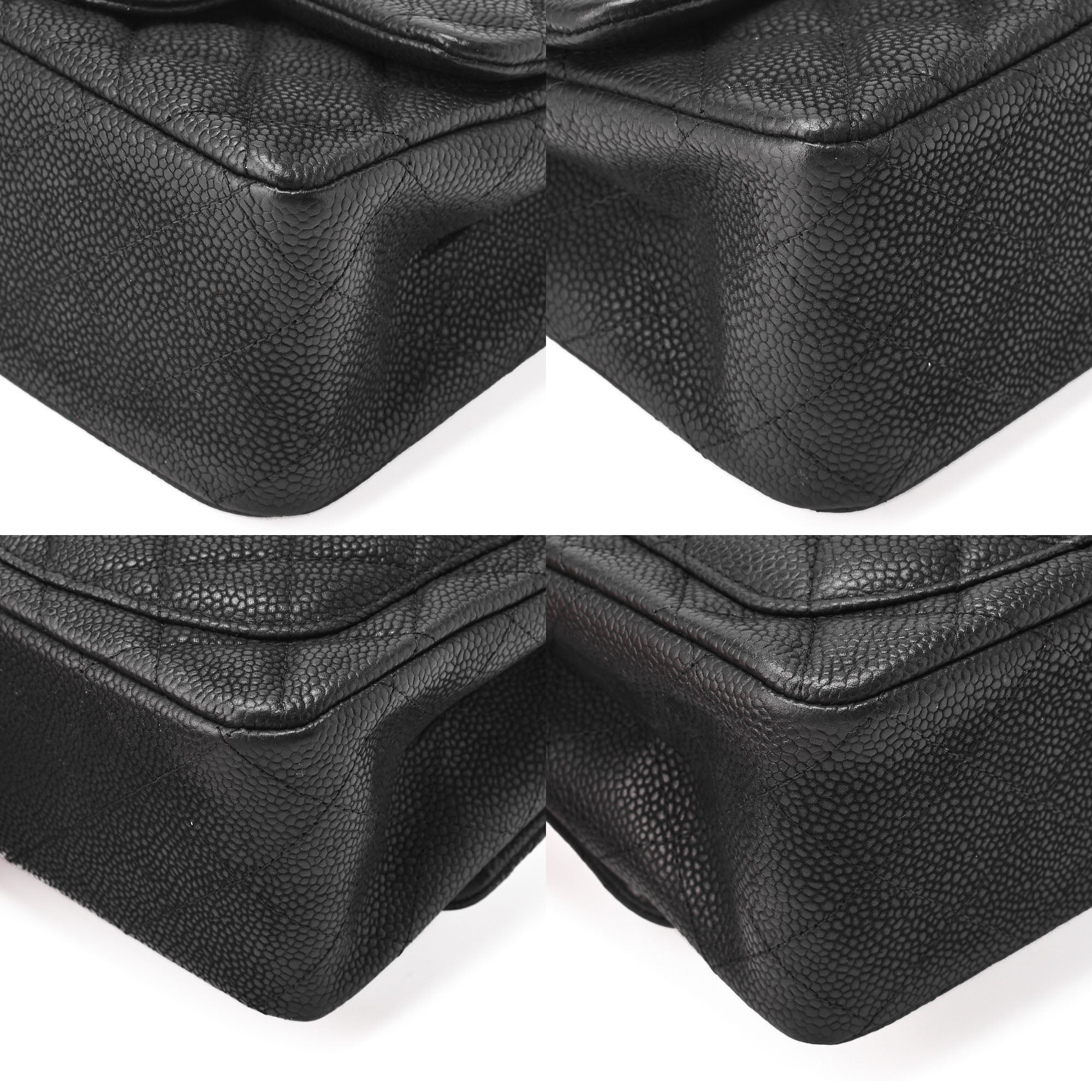 CHANEL Shoulder Bag Mini Matelasse Caviar Skin Black Silver-Tone Hardware Pre-Owned
