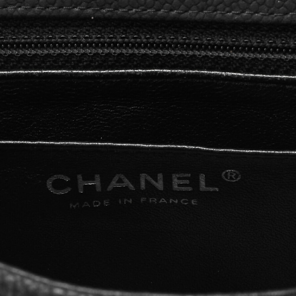 CHANEL Shoulder Bag Mini Matelasse Caviar Skin Black Silver-Tone Hardware Pre-Owned
