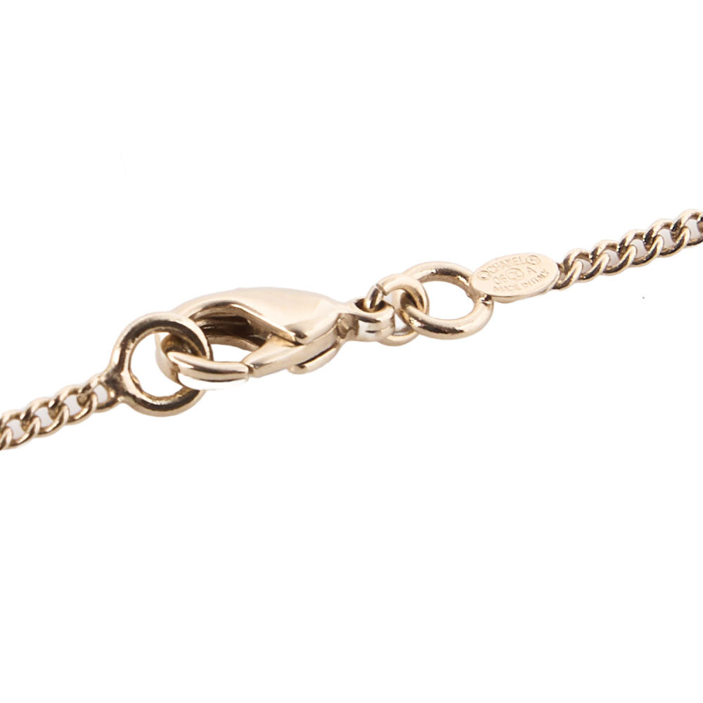 Chanel Necklace, Coco Mark Circle, Rhinestone, Gold Plated, Pink, Gold-Tone Hardware, Pre-Owned