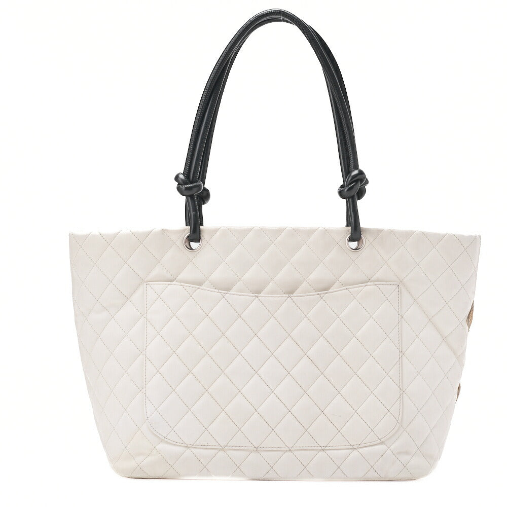CHANEL Tote Bag Matelasse Calfskin Python White Silver-Tone Hardware Pre-Owned