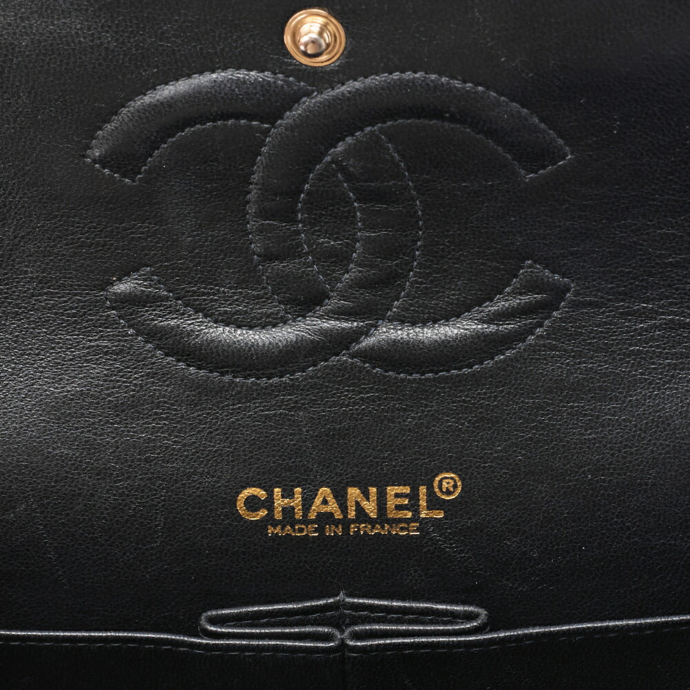 CHANEL Shoulder Bag, Matelasse W Flap 25 Icon Print, Canvas, Black, Gold-Tone Hardware, Pre-Owned
