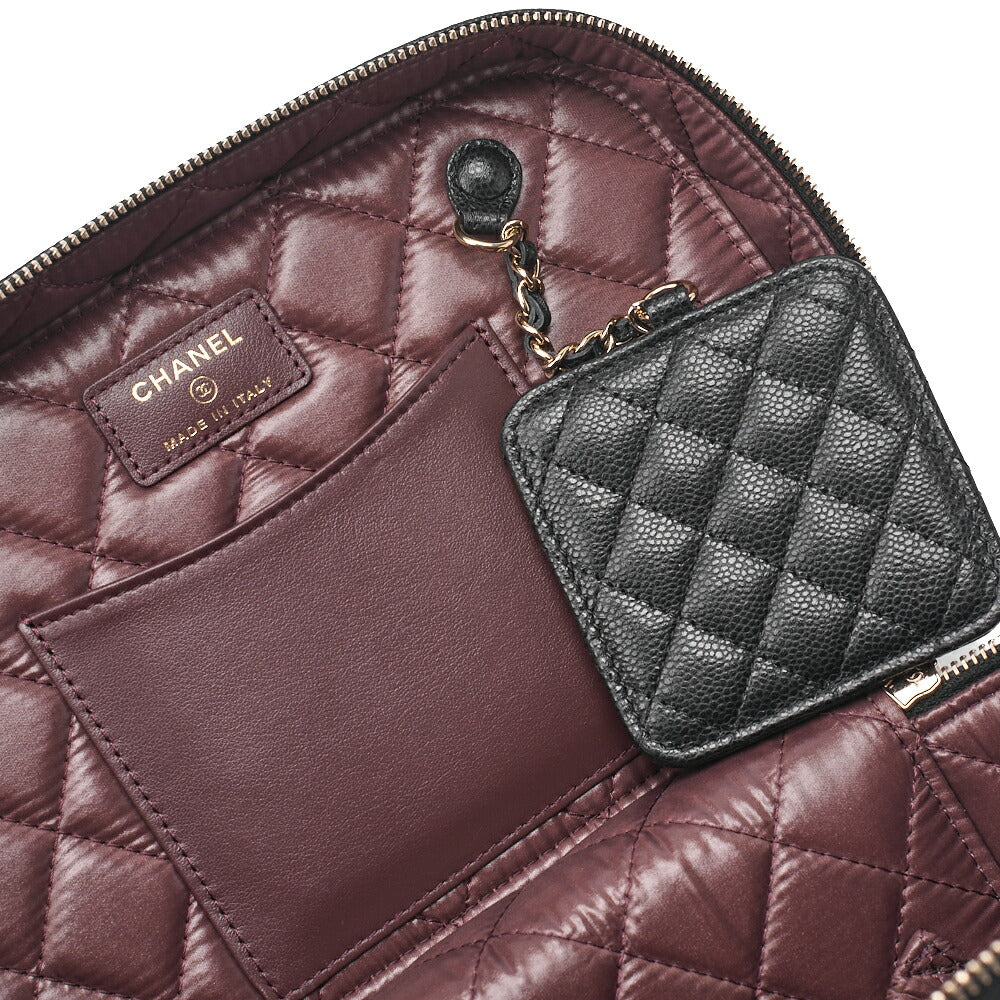 CHANEL Vanity Handbag, Matelasse, Caviar Skin, Black, Gold-Tone Hardware, Pre-Owned
