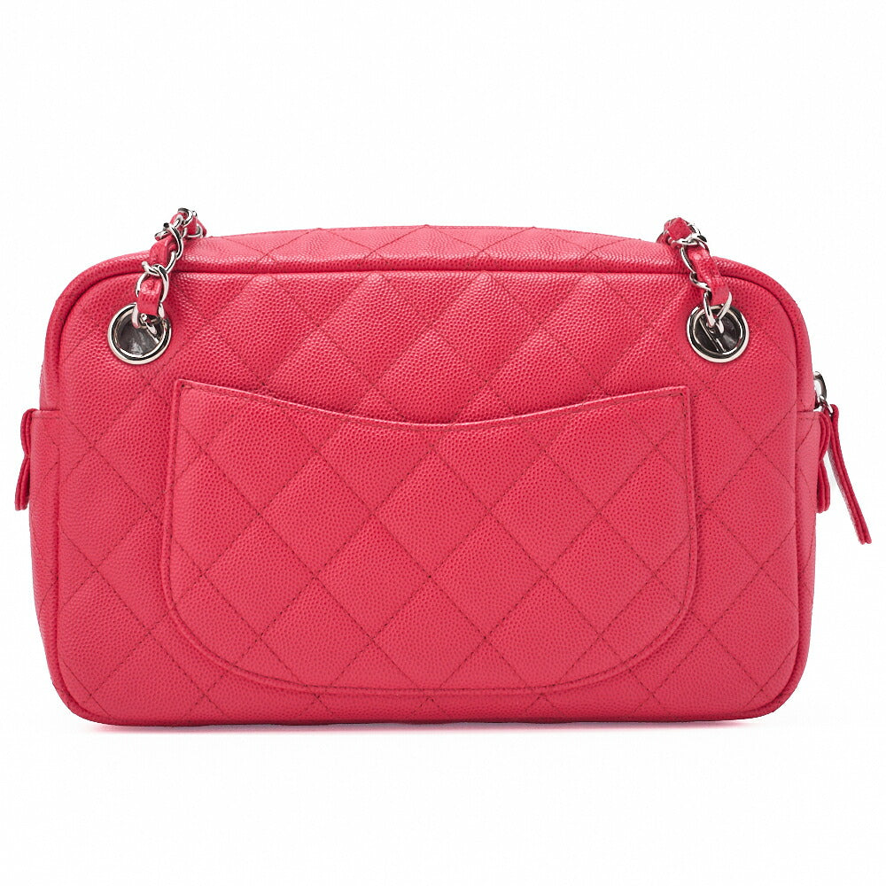 CHANEL Chain Shoulder Bag Matlasse Caviar Skin Rose Pink Coco Mark Silver Metal Fittings Women's [Used] [Free Shipping]