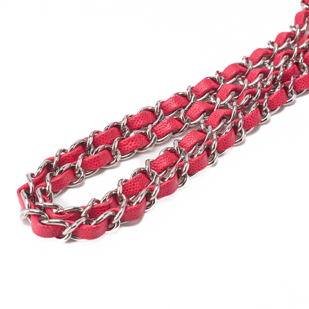 CHANEL Chain Shoulder Bag Matlasse Caviar Skin Rose Pink Coco Mark Silver Metal Fittings Women's [Used] [Free Shipping]