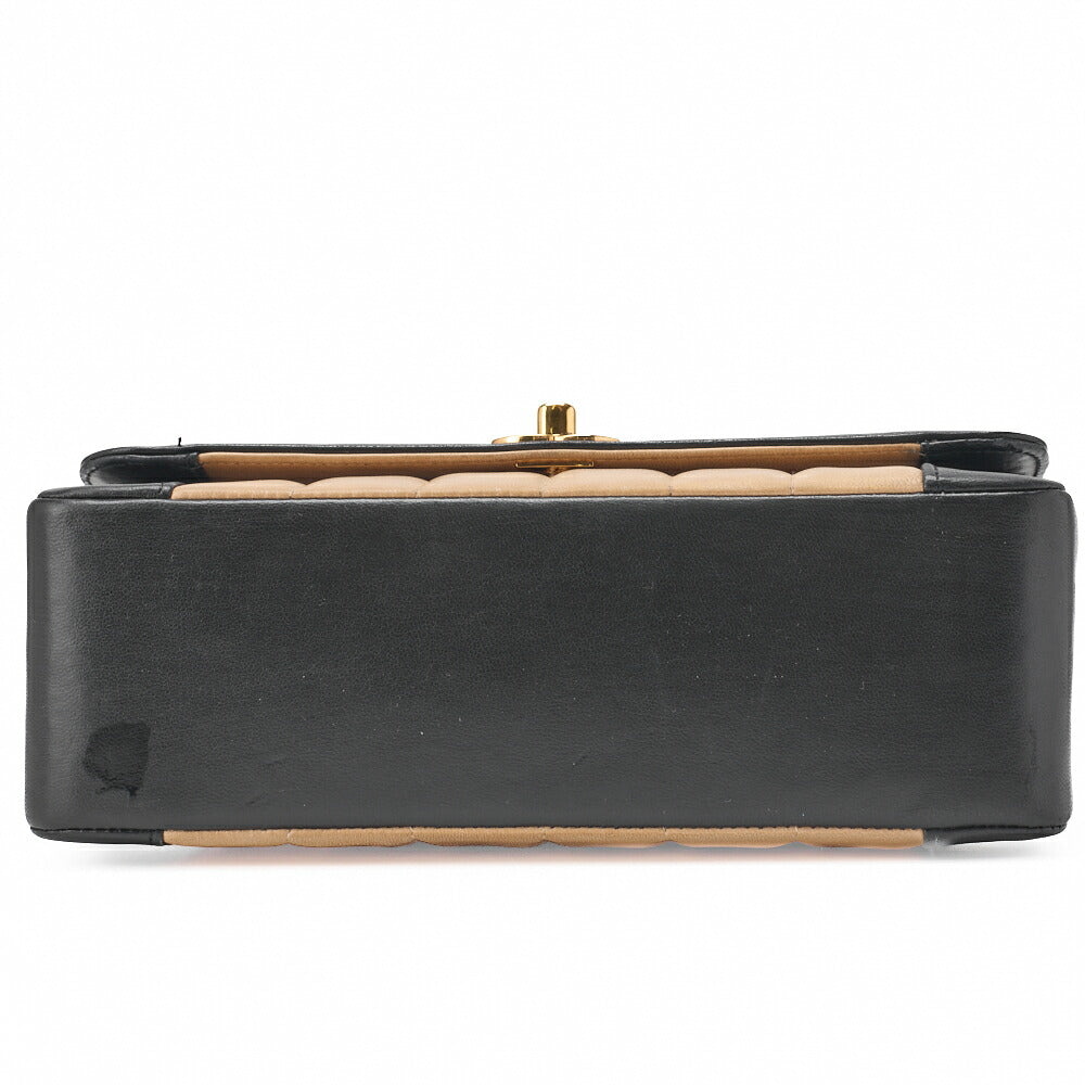 CHANEL Shoulder Bag Mademoiselle Lambskin Beige and Black Gold-Tone Hardware Pre-Owned