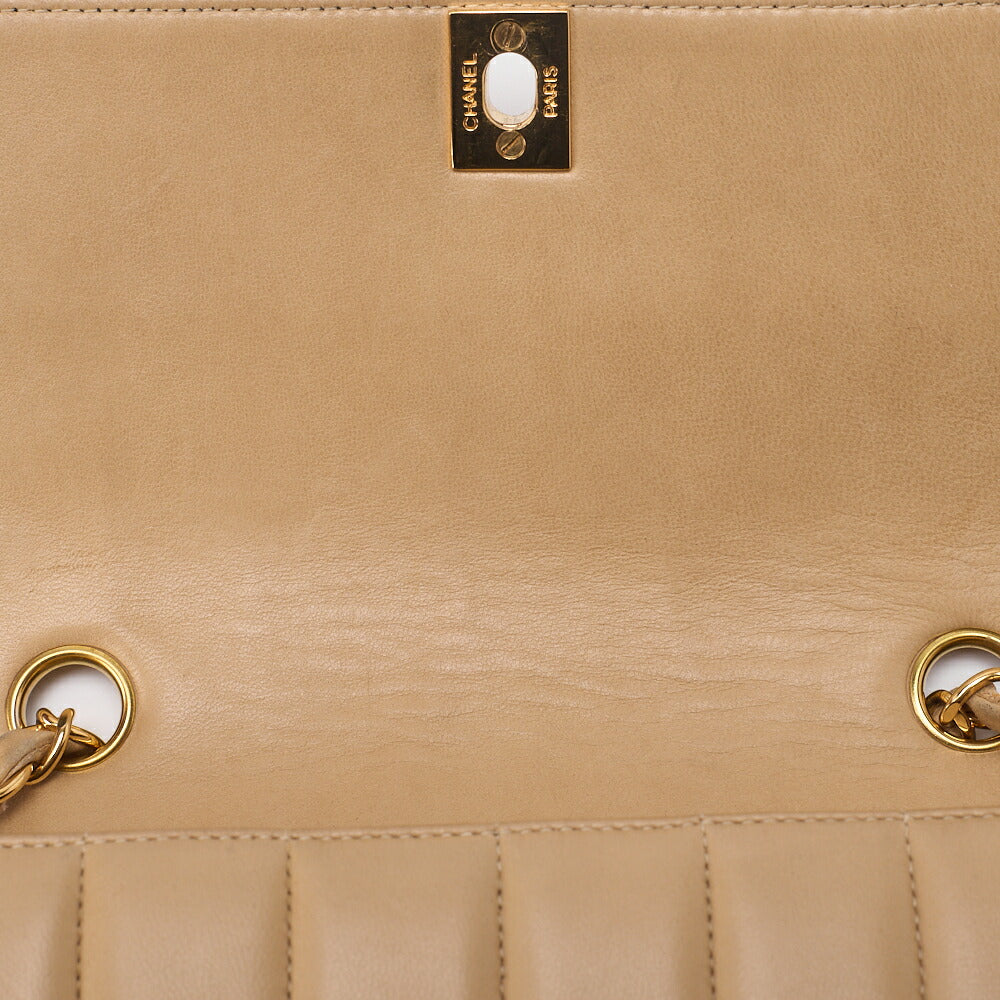 CHANEL Shoulder Bag Mademoiselle Lambskin Beige and Black Gold-Tone Hardware Pre-Owned