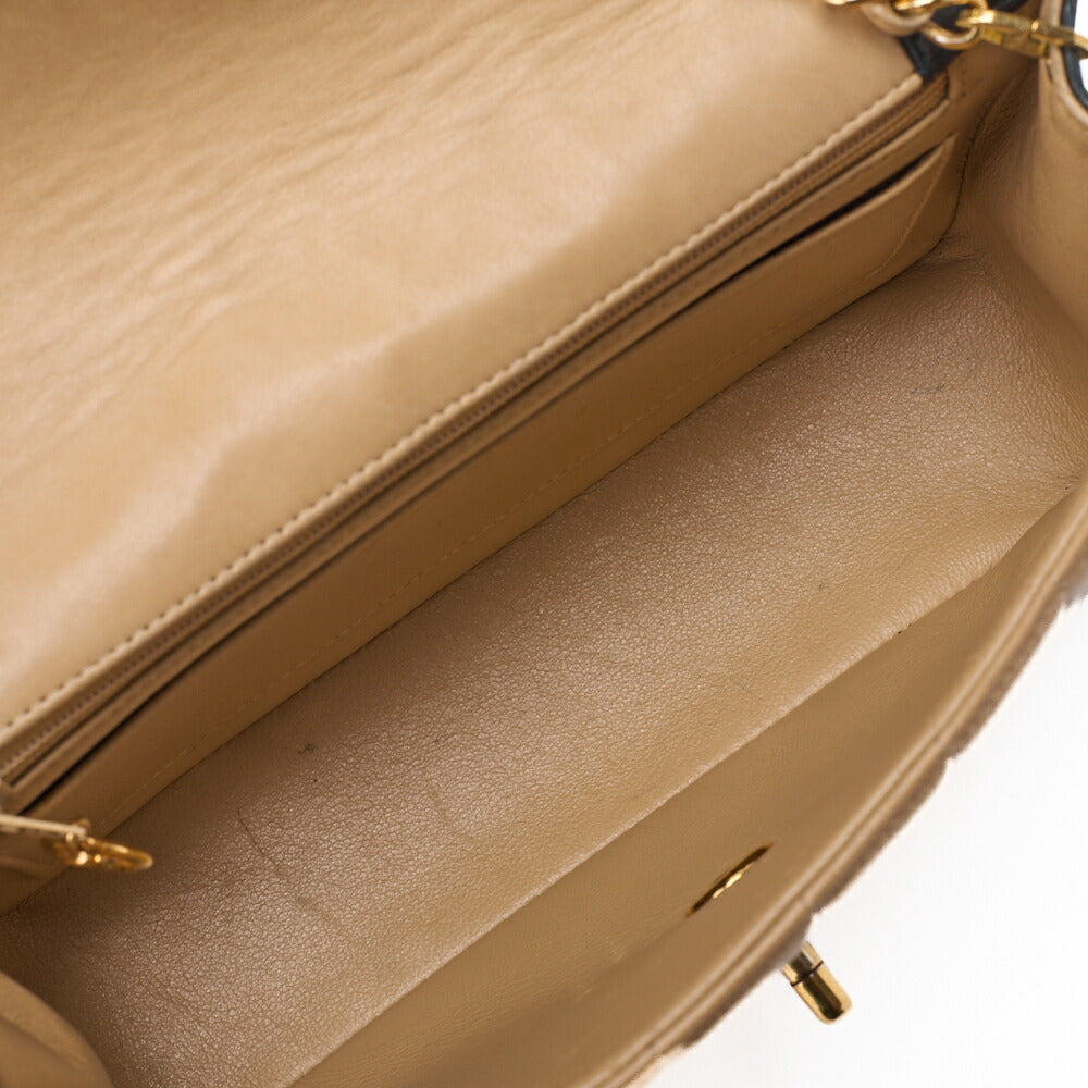 CHANEL Shoulder Bag Mademoiselle Lambskin Beige and Black Gold-Tone Hardware Pre-Owned