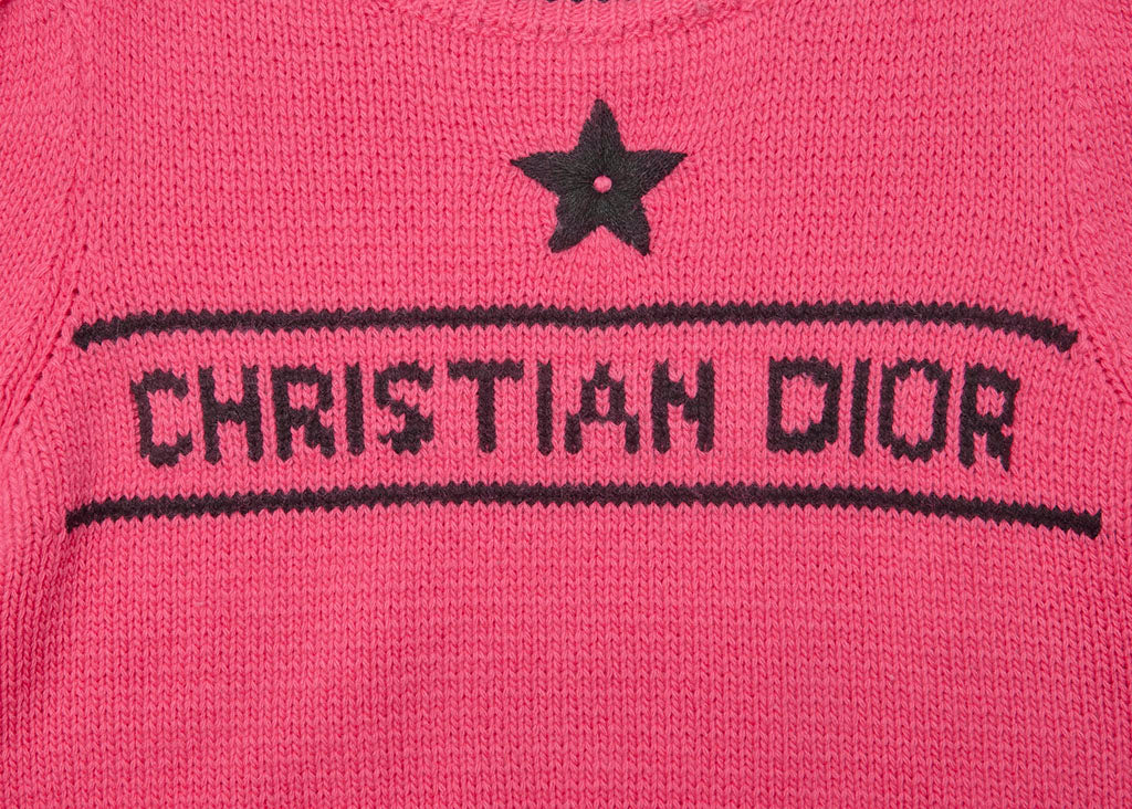 [Returnable] Dior Dior Logo Short Sleeve Knit 38 Pink x Black Cut-and-Sew Tops T-Shirt Brand Apparel