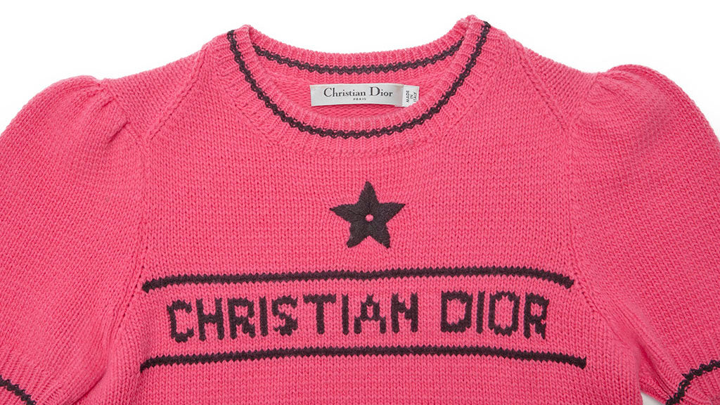 [Returnable] Dior Dior Logo Short Sleeve Knit 38 Pink x Black Cut-and-Sew Tops T-Shirt Brand Apparel