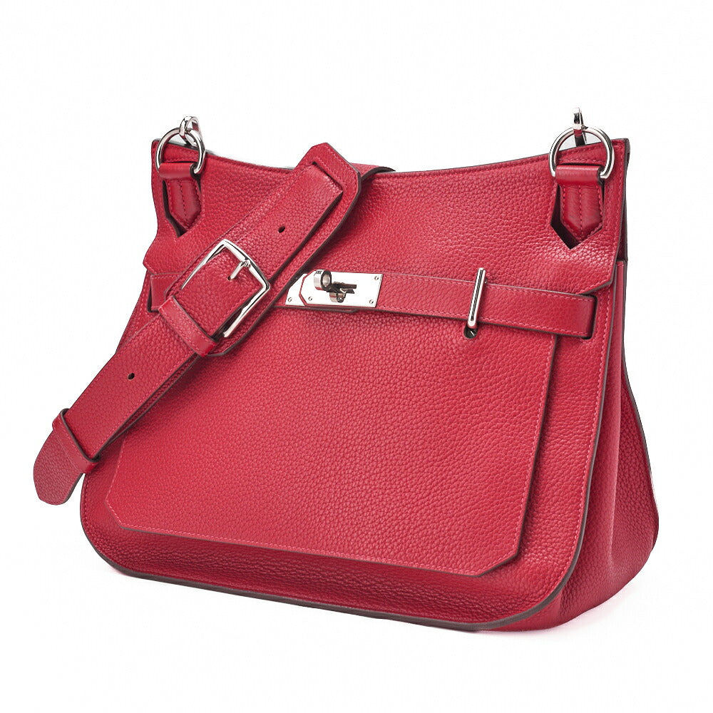HERMES Gypsiere 34 Shoulder Bag Tryon Clemence Rouge Casaque Silver-Tone Hardware Pre-Owned