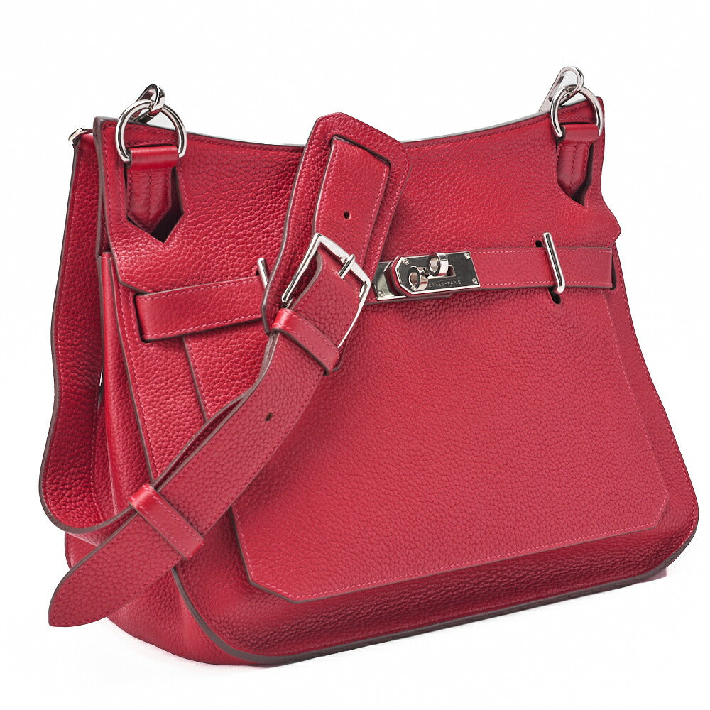 HERMES Gypsiere 34 Shoulder Bag Tryon Clemence Rouge Casaque Silver-Tone Hardware Pre-Owned