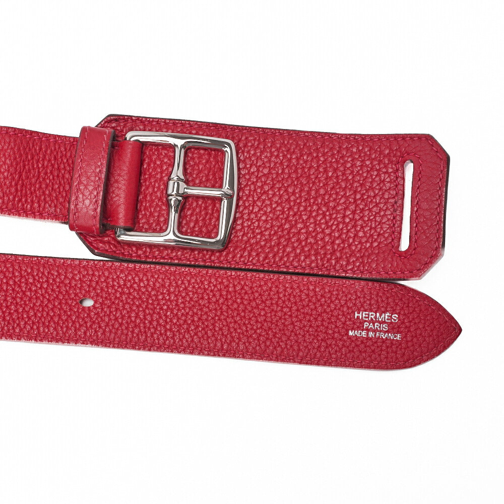 HERMES Gypsiere 34 Shoulder Bag Tryon Clemence Rouge Casaque Silver-Tone Hardware Pre-Owned