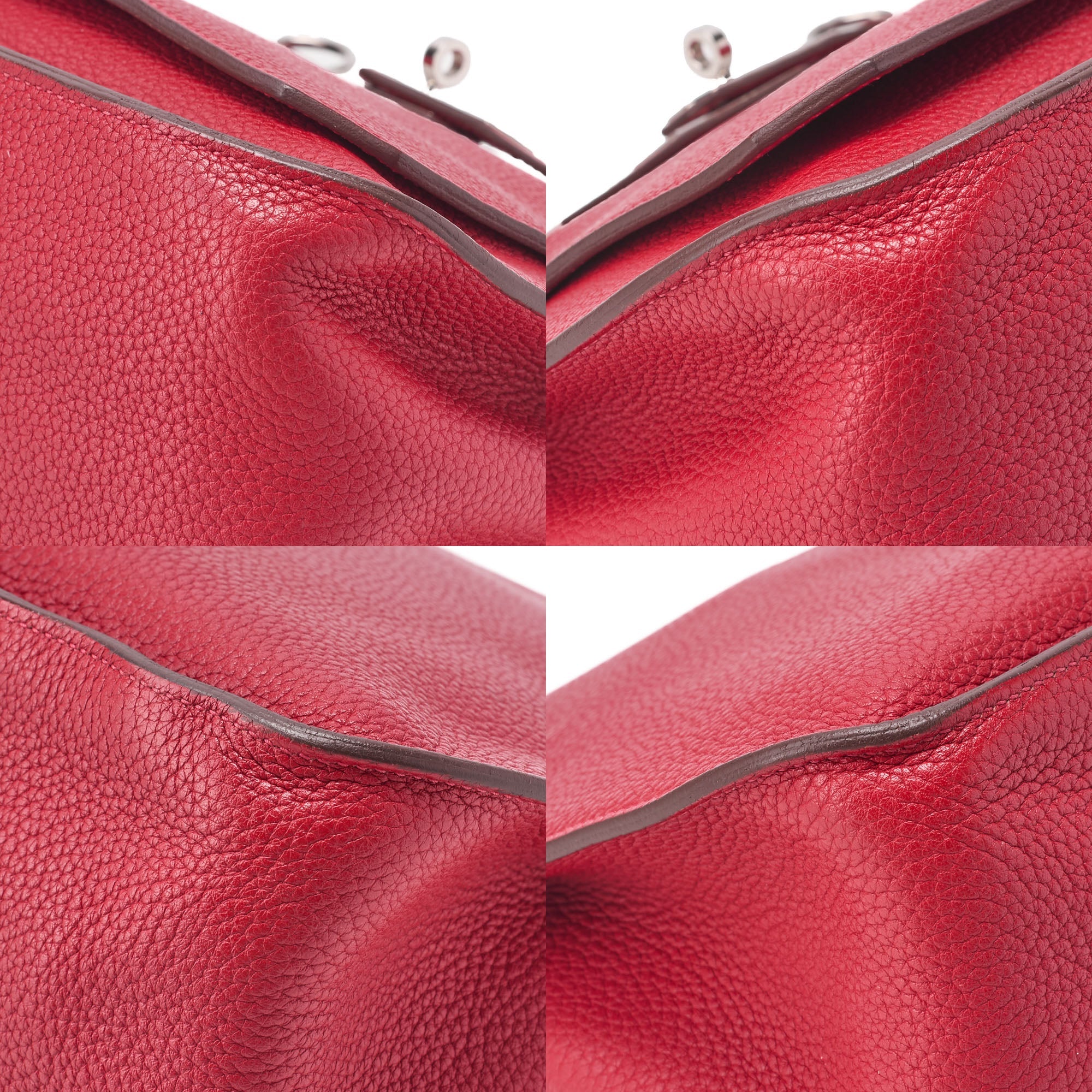 HERMES Gypsiere 34 Shoulder Bag Tryon Clemence Rouge Casaque Silver-Tone Hardware Pre-Owned
