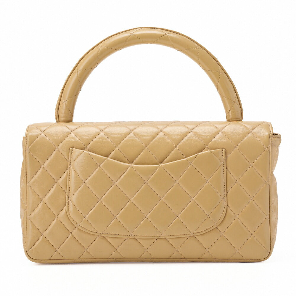 CHANEL Handbag Matelasse Coco Handle Lambskin Beige Gold-Tone Hardware Pre-Owned