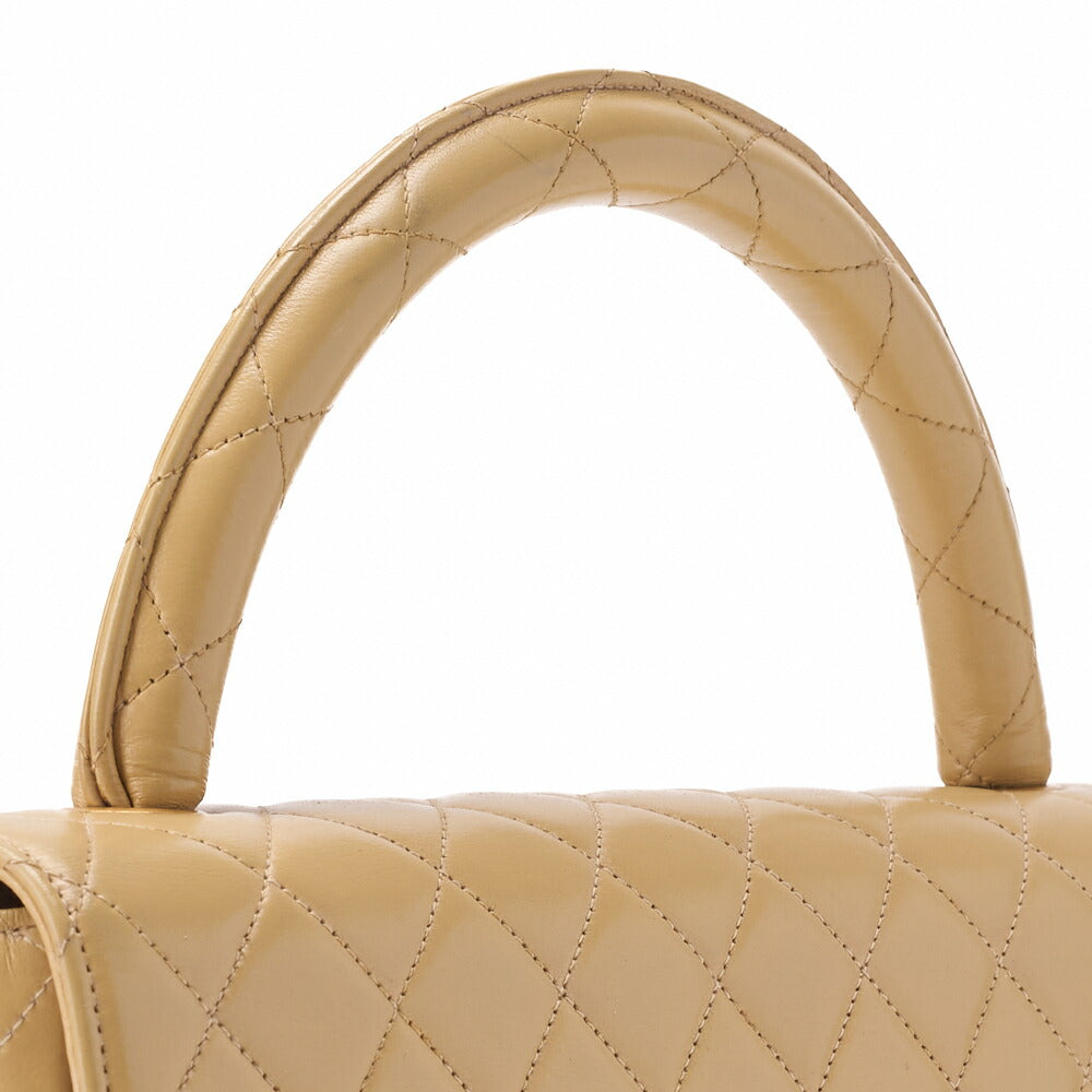 CHANEL Handbag Matelasse Coco Handle Lambskin Beige Gold-Tone Hardware Pre-Owned