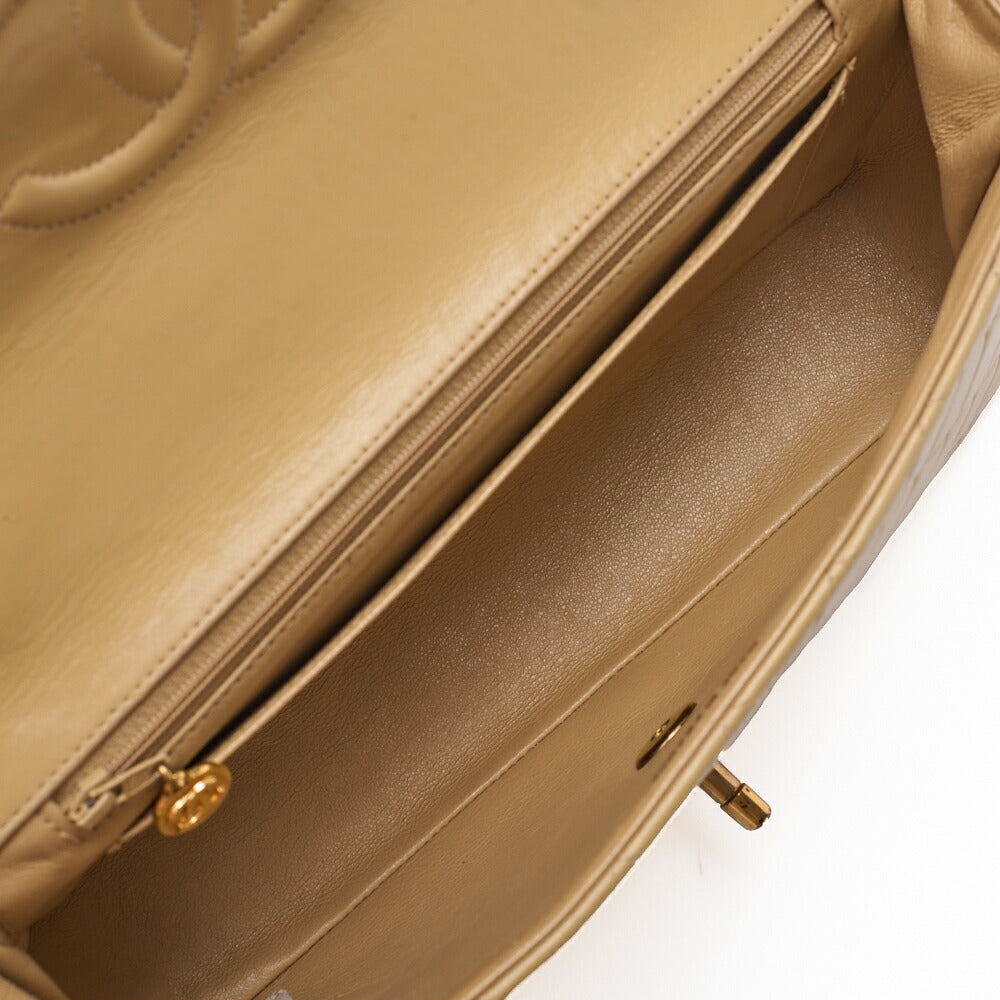 CHANEL Handbag Matelasse Coco Handle Lambskin Beige Gold-Tone Hardware Pre-Owned