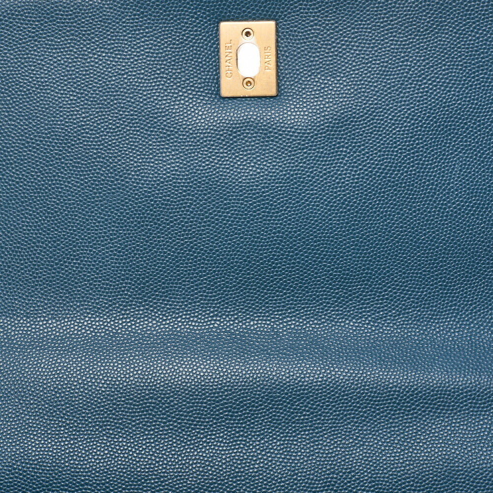 CHANEL Shoulder Tote Bag Matelasse Coco Handle 2WAY Caviar Skin Navy Gold-Tone Hardware Pre-Owned