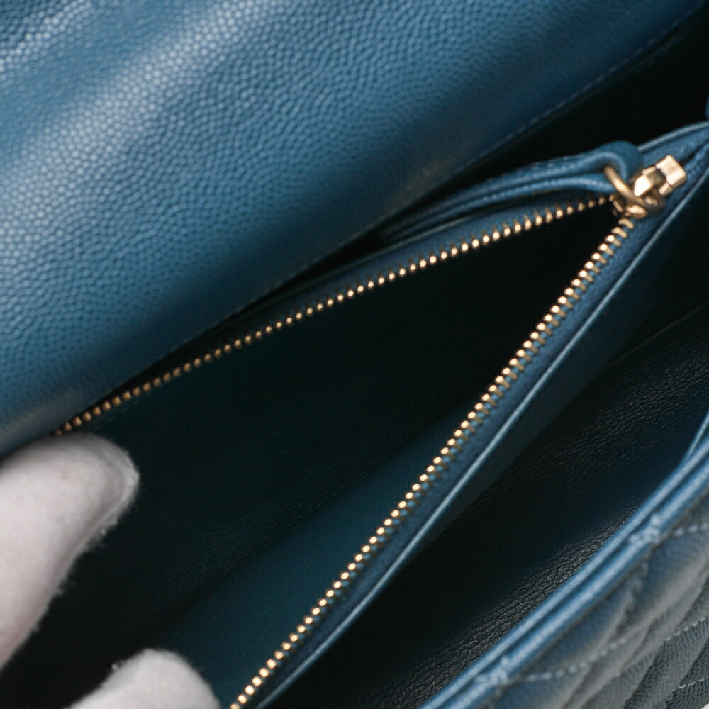 CHANEL Shoulder Tote Bag Matelasse Coco Handle 2WAY Caviar Skin Navy Gold-Tone Hardware Pre-Owned