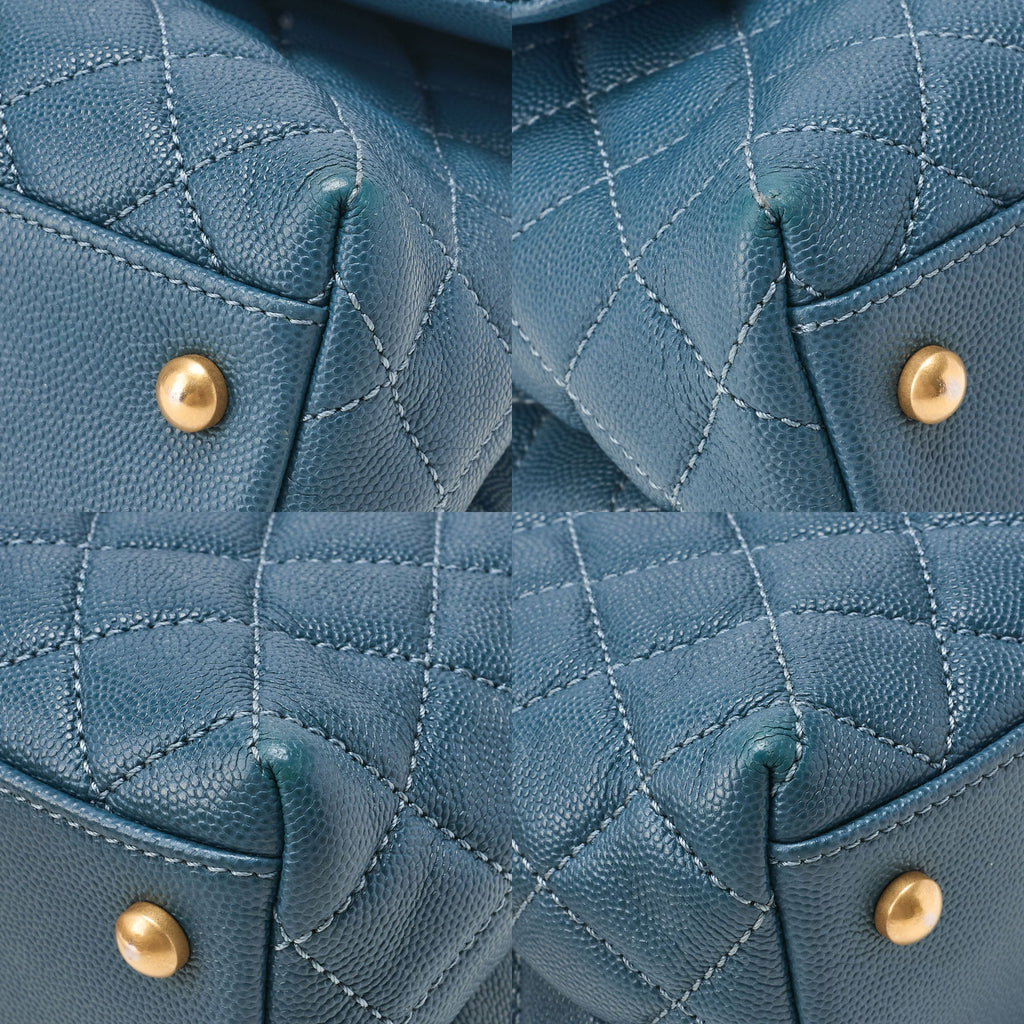 CHANEL Shoulder Tote Bag Matelasse Coco Handle 2WAY Caviar Skin Navy Gold-Tone Hardware Pre-Owned