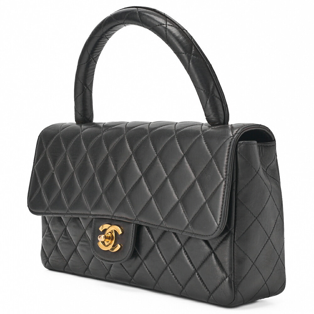 CHANEL Handbag Matelasse Coco Handle Lambskin Black Gold-Tone Hardware Pre-Owned