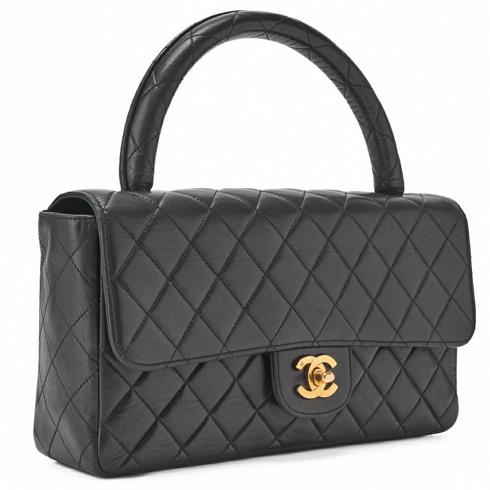 CHANEL Handbag Matelasse Coco Handle Lambskin Black Gold-Tone Hardware Pre-Owned