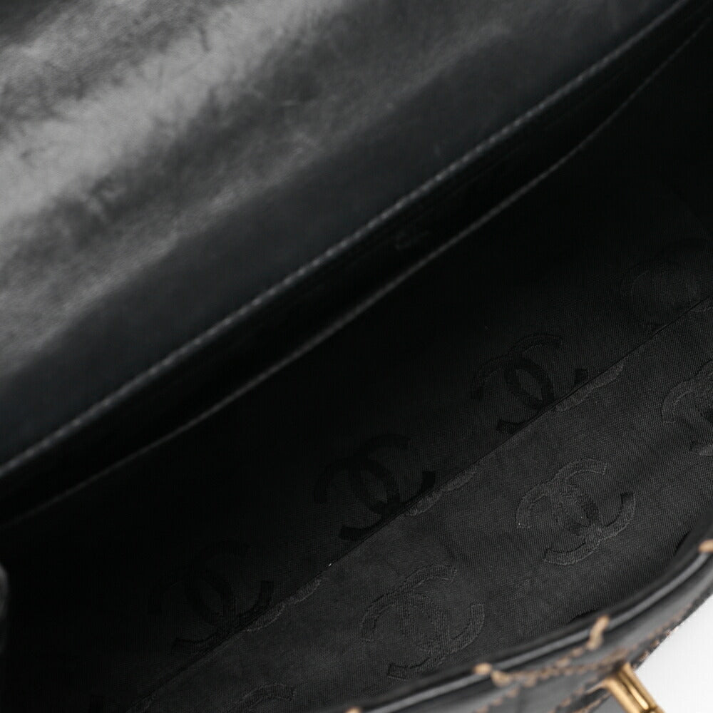 CHANEL Tote Bag, Coco Mark Wild Stitch Turn Lock, Calfskin, Black, Gold-Tone Hardware, Pre-Owned